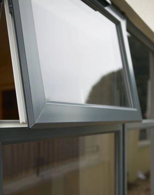 Close-up of anthracite sprayed uPVC window frame
