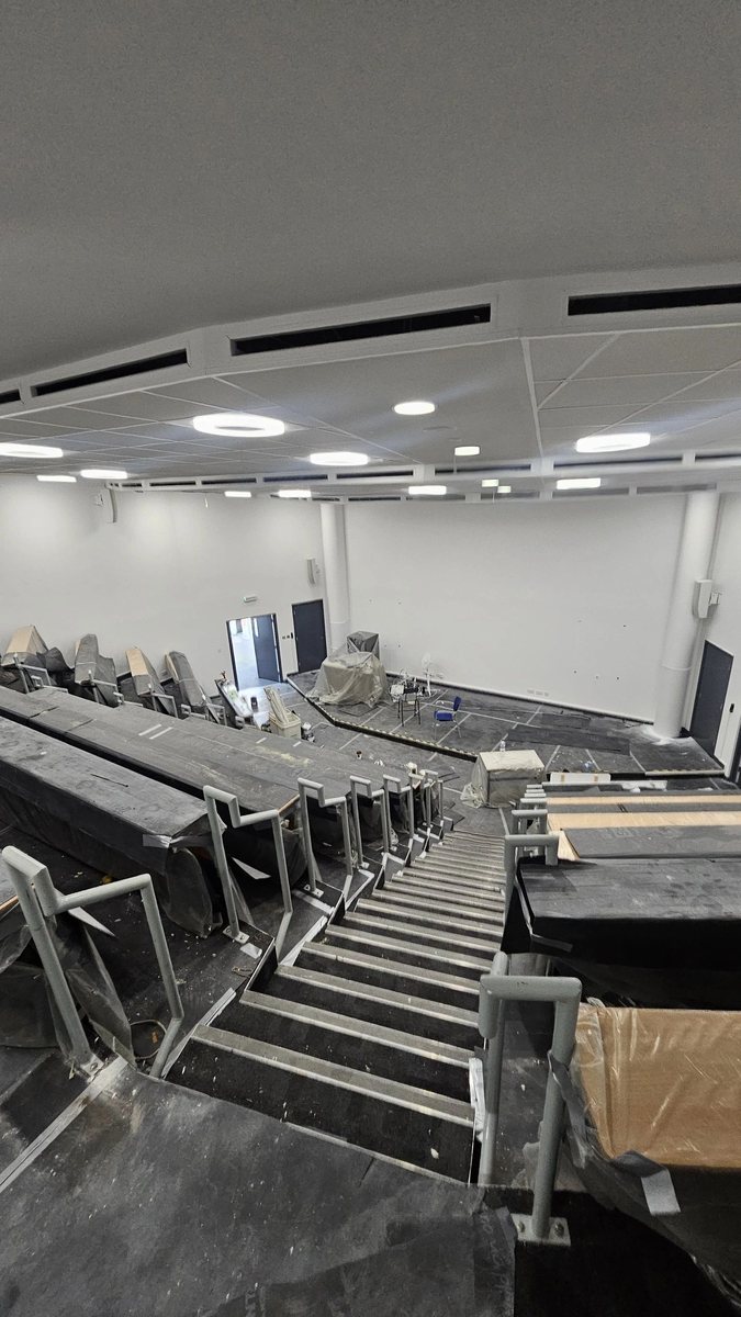Commercial training room with rows of seating